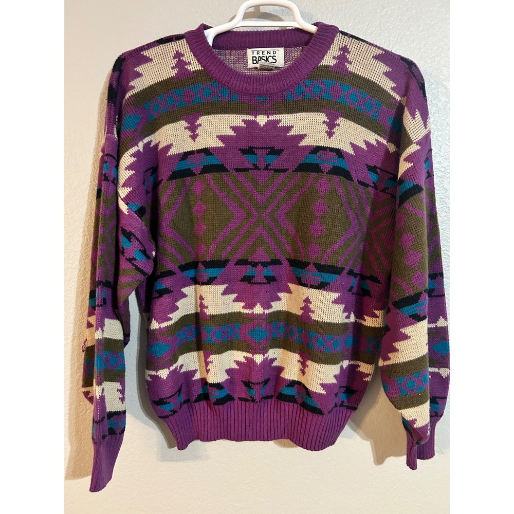 Vintage Trend Basics‎ Mens XL Southwestern Geometric Aztec Sweater 90s Boho